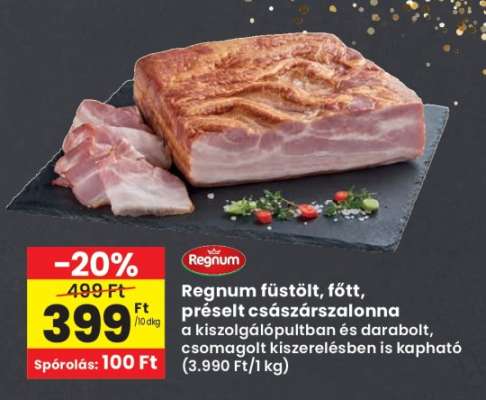 Regnum füstölt, főtt, préselt császárszalonna