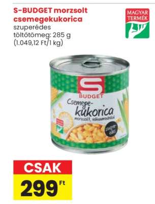 S-BUDGET morzsolt csemegekukorica