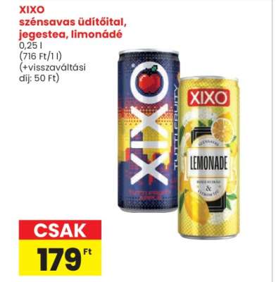 XIXO szénsavas üdítőital, jegestea, limonádé