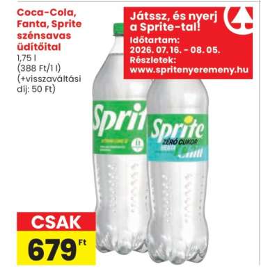 Coca-Cola, Fanta, Sprite szénsavas üdítőital