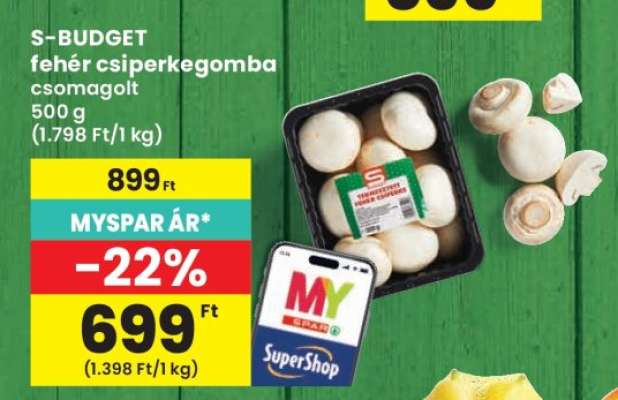 S-BUDGET fehér csiperkegomba csomagolt