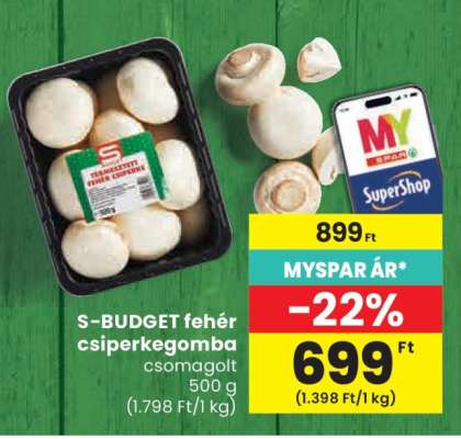 S-BUDGET fehér csiperkegomba