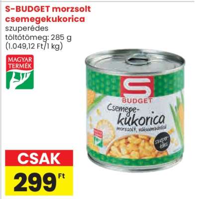 S-BUDGET morzsolt csemegekukorica
