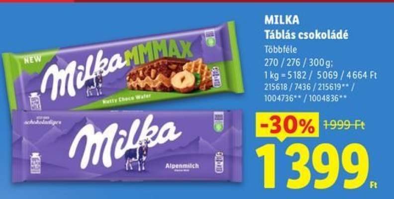 MILKA Táblás csokoládé