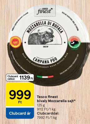 Tesco finest bivaly Mozzarella sajt