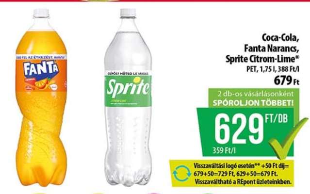 Coca-Cola, Fanta Narancs, Sprite Citrom-Lime