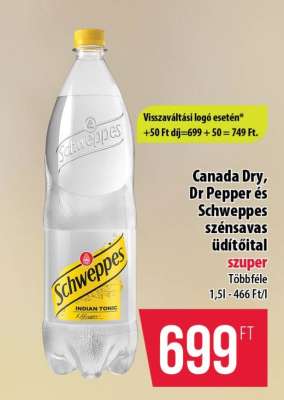 Canada Dry, Dr Pepper és Schweppes szénsavas üdítőital