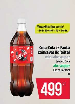 Coca Cola és Fanta szénsavas üdítőital