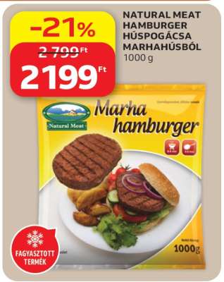 NATURAL MEAT HAMBURGER HÚSPOGÁCSA MARHAHÚSBÓL