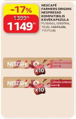 NESCAFÉ Farmers Origins Nespresso kompatibilis kávékapszula