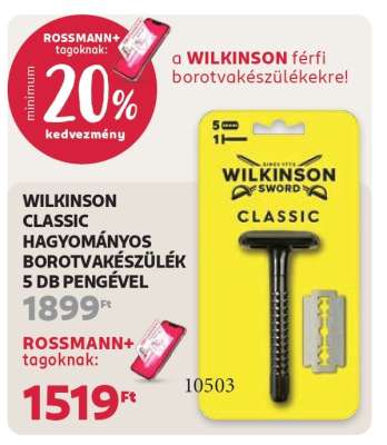 WILKINSON CLASSIC HAGYOMÁNYOS BOROTVAKÉSZÜLÉK 5 DB PENGÉVEL