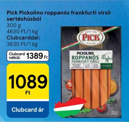 Pick Pickolino roppanós frankfurti virsli sertéshúsból