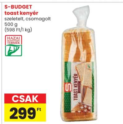 S-BUDGET toast kenyér