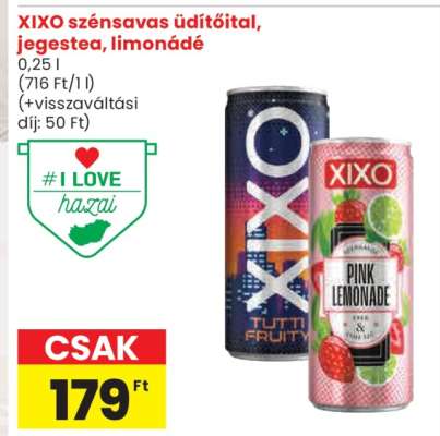 XIXO szénsavas üdítőital, jegestea, limonádé