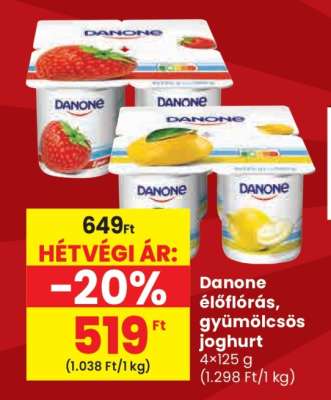 Danone élőflórás, gyümölcsös joghurt