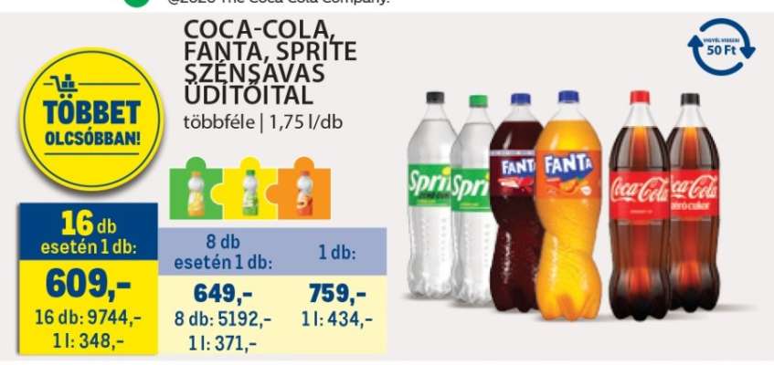 Coca-Cola, Fanta, Sprite szénsavas üdítőital