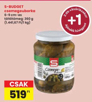 S-BUDGET csemegeuborka