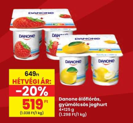 Danone élőflórás, gyümölcsös joghurt