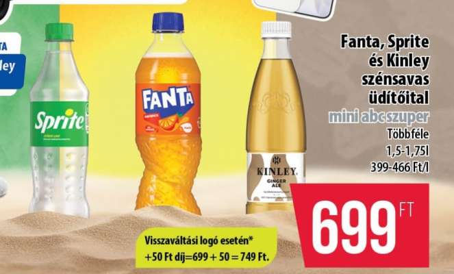 Fanta, Sprite és Kinley szénsavas üdítőital