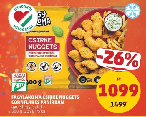 Fagylakoma Csirke Nuggets Cornflakes Panírban