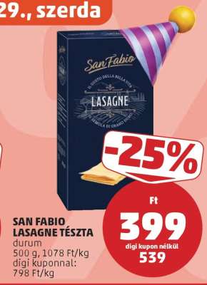 San Fabio Lasagne Tészta