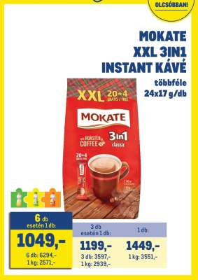 MOKATE XXL 3IN1 INSTANT KÁVÉ