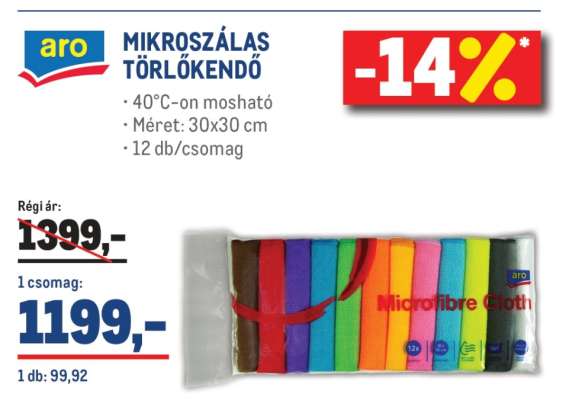 aro MIKROSZÁLAS TÖRLÖKENDŐ