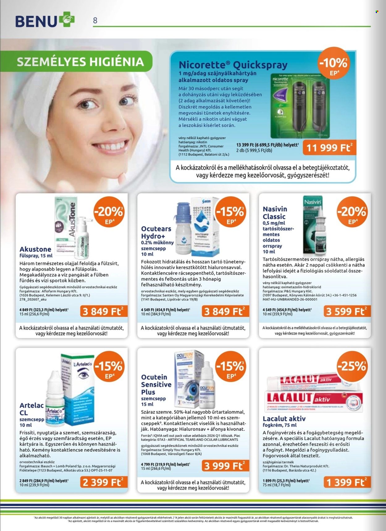 BENU Gyógyszertár akciós újság érvényes:  - 2026.08.01 - 2026.08.31. 8. oldal Oldal 8
