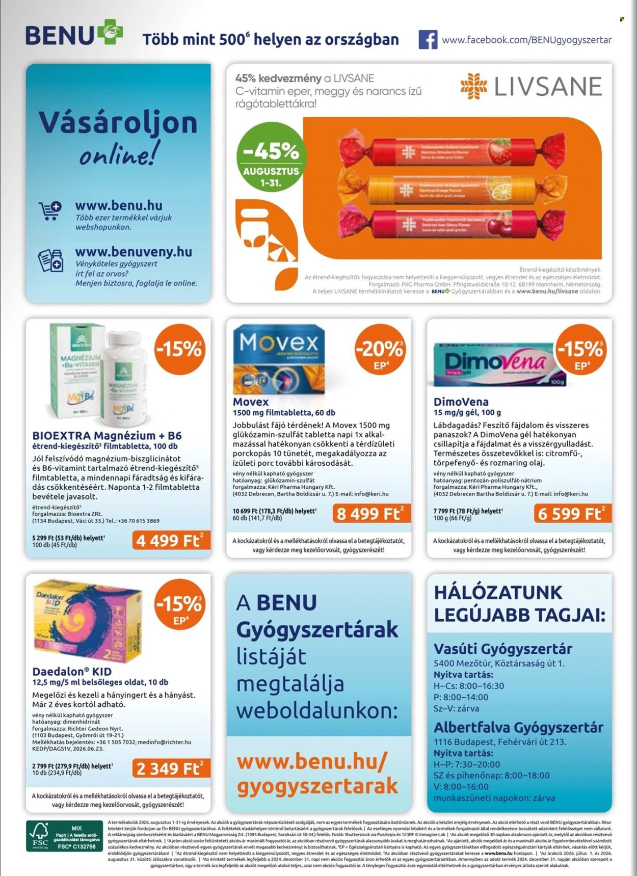 BENU Gyógyszertár akciós újság érvényes:  - 2026.08.01 - 2026.08.31. 28. oldal Oldal 28