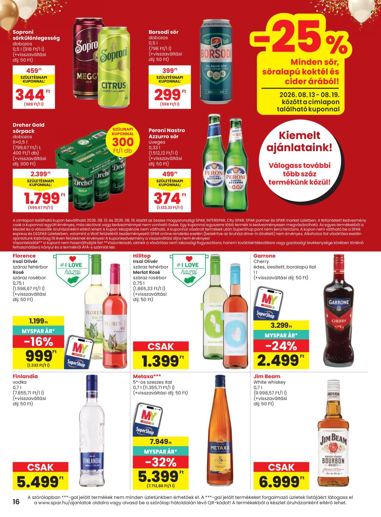 SPAR akciós újság érvényes:  - 2026.08.13 - 2026.08.19. 16. oldal Oldal 16