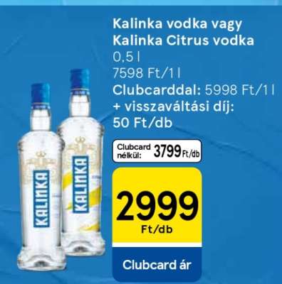 Kalinka vodka vagy Kalinka Citrus vodka