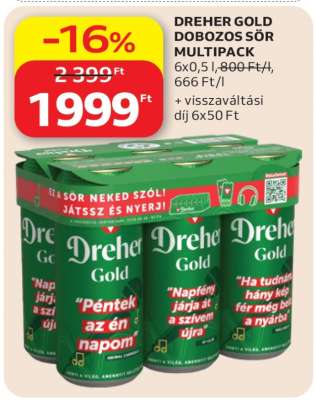 Dreher Gold dobozos sör multipack