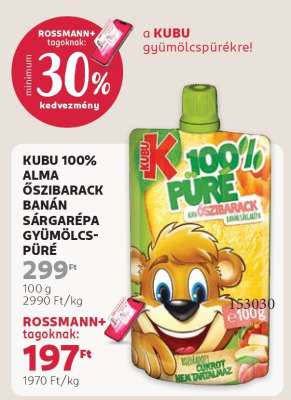 KUBU 100% ALMA ŐSZIBARACK BANÁN SÁRGARÉPA GYÜMÖLCS-PÜRÉ