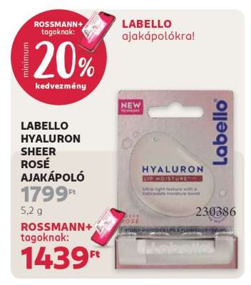 LABELLO HYALURON SHEER ROSÉ AJAKÁPOLÓ