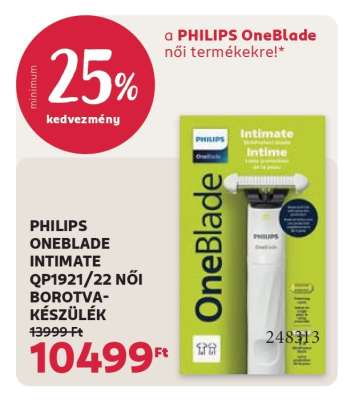 PHILIPS ONEBLADE INTIMATE QP1921/22 NŐI BOROTVAKÉSZÜLÉK