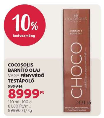 COCOSOLIS BARNÍTÓ OLAJ VAGY FÉNYVÉDŐ TESTÁPOLÓ