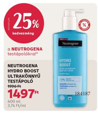 NEUTROGENA HYDRO BOOST ULTRAKÖNNYŰ TESTÁPOLÓ