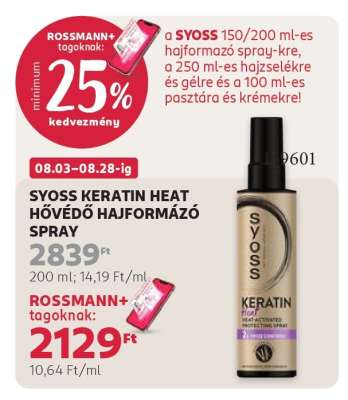 SYOSS KERATIN HEAT HŐVÉDŐ HAJFORMÁZÓ SPRAY
