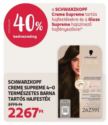 SCHWARZKOPF CREME SUPREME 4-0 TERMÉSZETES BARNA TARTÓS HAJFESTÉK