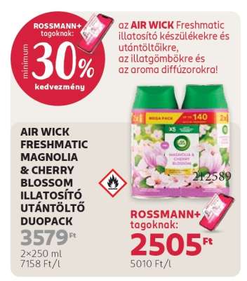 AIR WICK FRESHMATIC MAGNOLIA&CHERRY BLOSSOM ILLATOSÍTÓ UTÁNTÖLTŐ DUOPACK