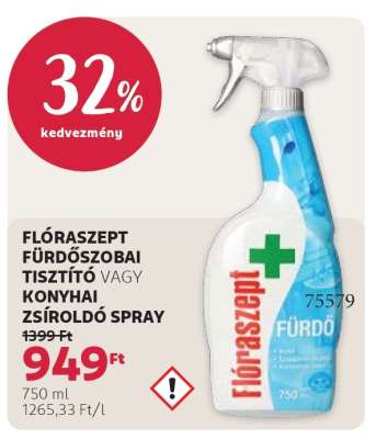 FLÓRASZEPT FÜRDŐSZOBAI TISZTÍTÓ VAGY KONYHAI ZSÍROLDÓ SPRAY