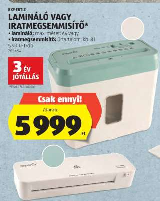EXPERTIZ Lamináló vagy Iratmegsemmisítő