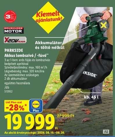 Parkside Akkus lombszívó / -fúvó