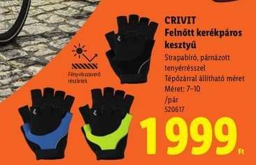 CRIVIT Felnőtt kerékpáros kesztyű