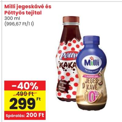 Milli jegeskávé és Pöttyös tejital