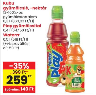 Kubu gyümölcslé, -nektár