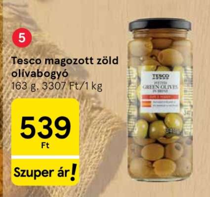 Tesco magozott zöld olívabogyó