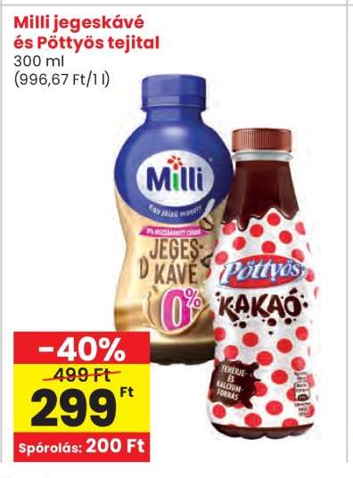 Milli jegeskávé és Pöttyös tejital