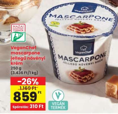 VEGANCHEF MASCARPONE JELLEGŰ NÖVÉNYI KRÉM