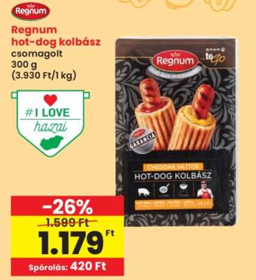 Regnum hot dog kolbász